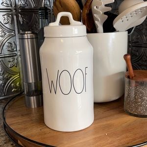 RAE DUNN WOOF JAR